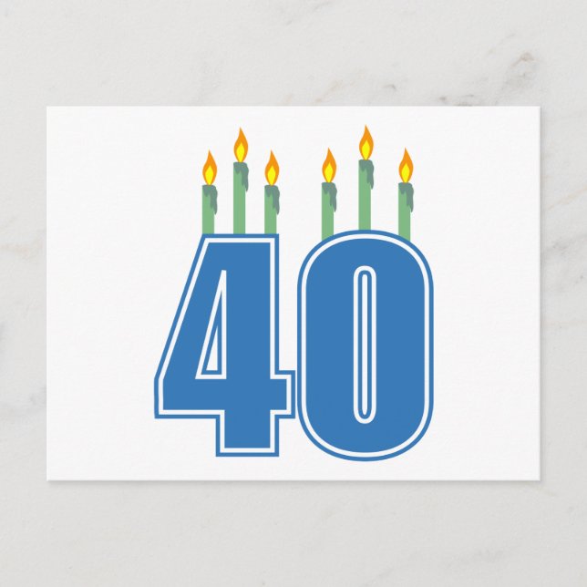 40 Birthday Candles (blau / grün) Postkarte (Vorderseite)