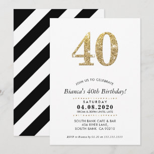 40. BIRTHDAY PARTY INVITE modernen Gold Glitzer Einladung
