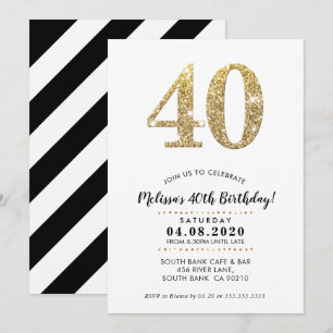 40. BIRTHDAY PARTY INVITE modernen Gold Glitzer Einladung