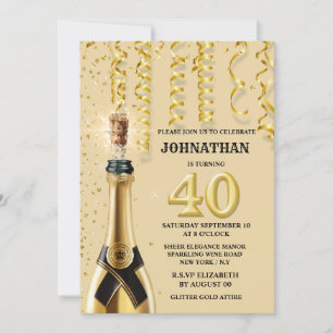 40. Champagner Poppen Goldschläuche funkeln Einladung