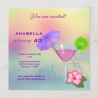40. Cocktail Geburtstag Einladung