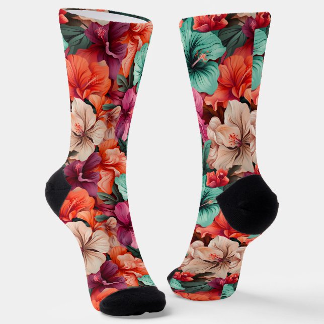 #40 Crew-Socken mit Blumenmuster Socken (Gewinkelt)
