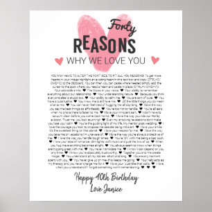 40 Dinge, die ich an dir zum Jahrestag liebe Poster