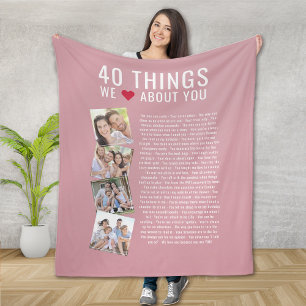 40 Dinge, die wir über Sie Liebe 40. Geburtstag Fleecedecke