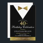 40. Einladungen, Black Gold Tuxedo Geburtstagspart Einladung<br><div class="desc">Haben Sie ein 40. Geburtstag Party feiern, um für jemanden zu planen? Diese Einladungen aus schwarz und gold tüfteln Eleganz in ihren besonderen Tag! Das elegante Design passt gut zu den schwarzen und goldenen Geburtstagskuchen-Ideen. Diese 60. Geburtstagsfeier-Einladungen können ganz einfach mit unseren eigenen Veranstaltungsdetails personalisiert werden... Kategorie: Einladungen in schwarz...</div>