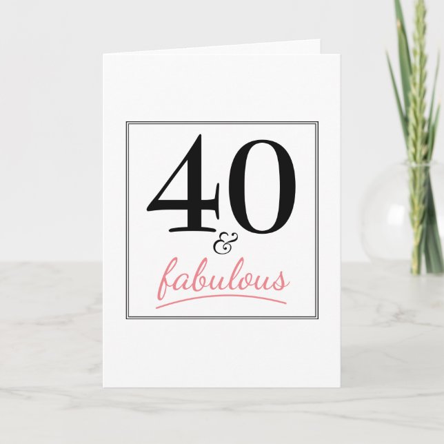 40 et carte d'anniversaire rose et noire (Devant)
