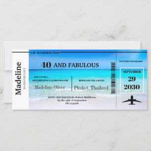 40 et fabuleux 40e carte d'embarquement Anniversai