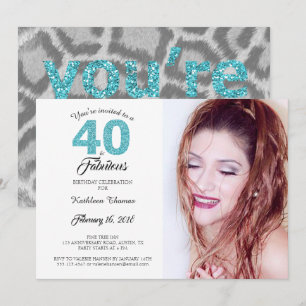 40 et fabuleux anniversaire fête photo Invitation