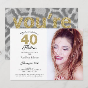 40 et fabuleux anniversaire fête photo Invitation