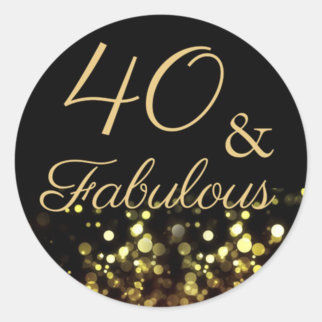 40 et fabuleux Sticker d'anniversaire noir et or (Devant)