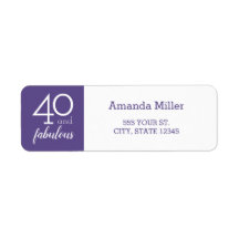 40 et fabuleux violet et Étiquettes de adresse bla