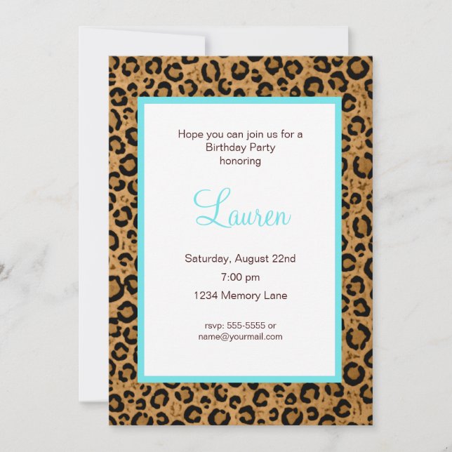 40 Et Fabulous Leopard Invitation Anniversaire (Devant)