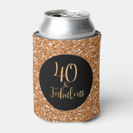 40 & Fabulous Birthday Black Gold Glitzer Dosenkühler