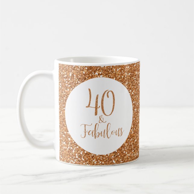 40 & Fabulous Birthday Gold Glitzer Kaffeetasse (Links)