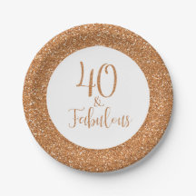 40 & Fabulous Birthday Gold Glitzer