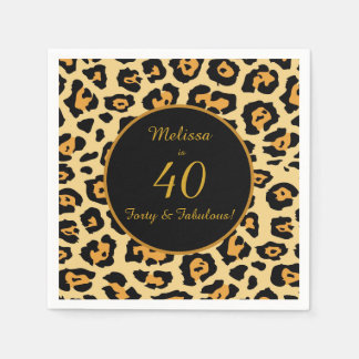 40 & Fabulous Birthday Leopard Print Cocktail Serviette