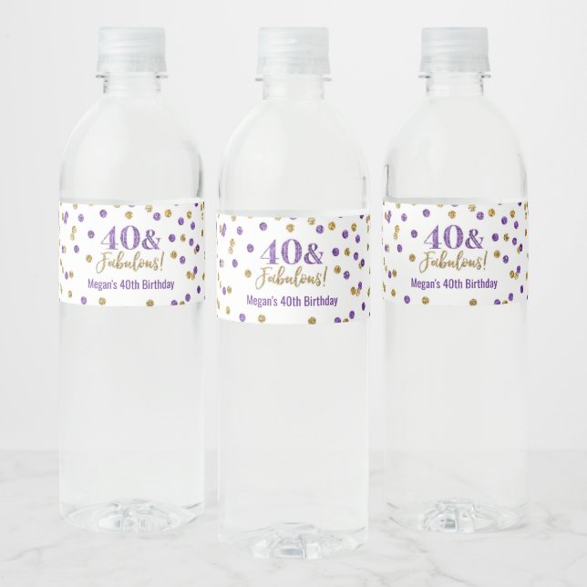 40 & Fabulous Birthday Lila Gold Confetti (Flaschen)