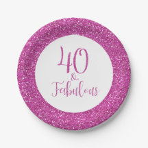 40 & Fabulous Birthday Pink Glitzer