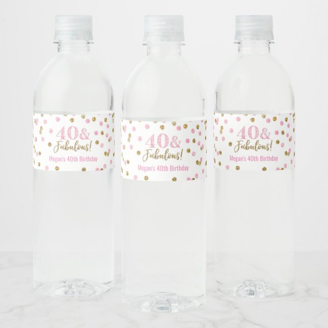 40 & Fabulous Birthday Pink Gold Confetti (Flaschen)