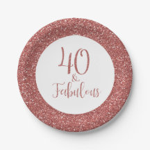 40 & Fabulous Birthday Rose Gold Glitzer
