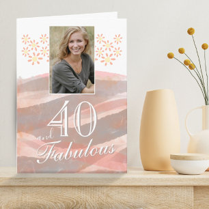 40 & Fabulous Daisy Blume Watercolor Geburtstag Karte