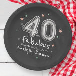 40 & Fabulous Foil Ballon Stars Geburtstag Pappteller<br><div class="desc">Das Design besteht aus Ballons und Sternen,  abrufbar unter: http://www.zazzle.com/store/selectpartysupplies</div>