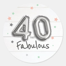 40 & Fabulous Foil Balloon Stars on Wood Birthday