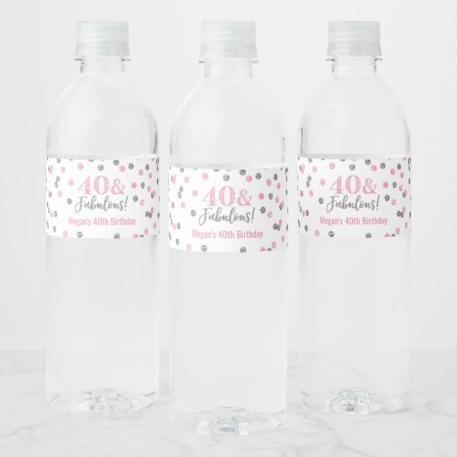40 & Fabulous Geburtstag Pink Silver Confetti (Flaschen)