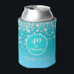 40 Fabulous Geburtstagspartien aquamariner Glitzer Dosenkühler<br><div class="desc">Ein elegantes und glamouröses Party kann für ein 40. Geburtstag kühler - ein schicke aquamarine, grüne und hellblaue Imitate Glitzer farbigen Hintergrund. Ein aquamariner, farbiger Rahmen mit dem Text: 40 und Fabulous. Imitate Diamanten als Dekoration. Vorlage für einen Namen und Alter geschrieben mit modernen handgeschriebenen Stil Skript, Buchstaben in weiß....</div>