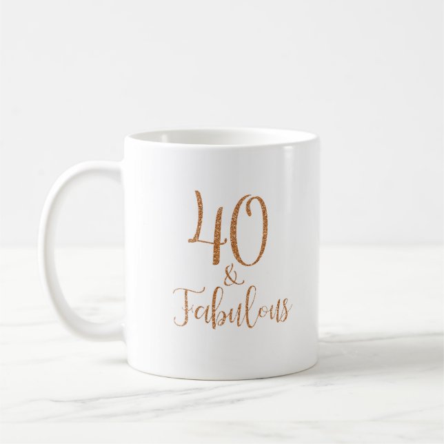 40 & Fabulous Gold Glitzer Typografie Kaffeetasse (Links)