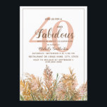 40 Fabulous Pampas Grass am Weißen Geburtstag Einladung<br><div class="desc">Wunderschönes Pampas-Gras im bohogischen Stil auf weißem 40-Weiß und herrliche 40-jährige Party Einladung für Damen. Kontaktieren Sie uns für Hilfe bei der Anpassung oder um passende Produkte anzufordern.</div>