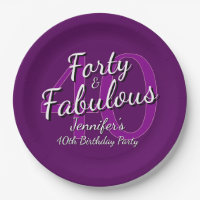 40 & Fabulous Pink Lila 40. Geburtstag 9"