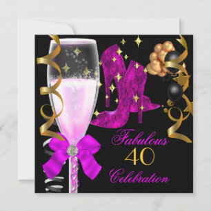 40 & Fabulous Pink Lila Gold Geburtstagsschuhe Einladung