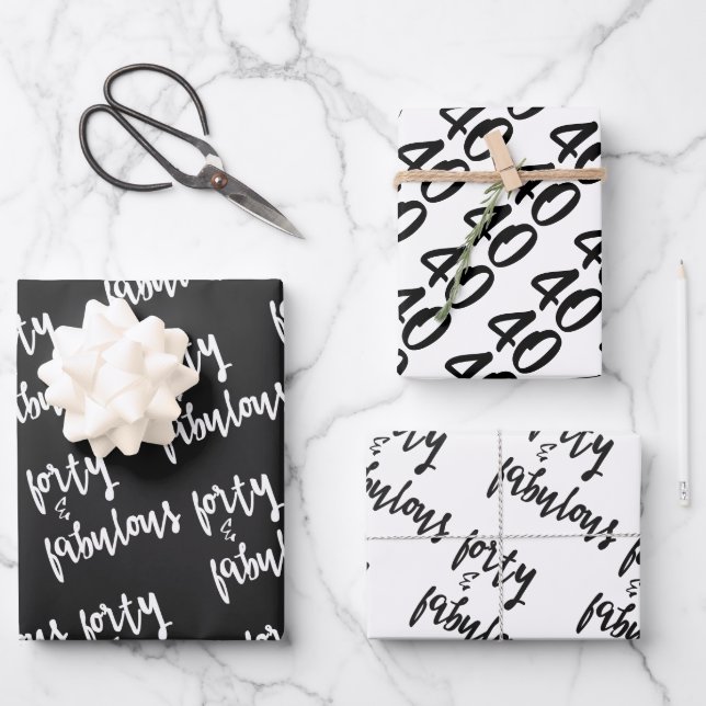40 & Fabulous - Spaß 40. Geburtstag Geschenkpapier Set (Vorderseite)