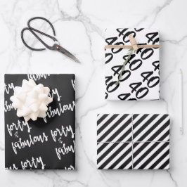 40 & Fabulous - Spaß 40. Geburtstag Geschenkpapier Set
