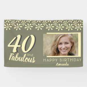 40 & Fabulous Yellow Daisy Blume Wasserfarbe Foto Banner