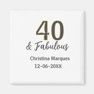 40 & fantastisch Grau Gelb Kalligrafie Geburtstag Magnet