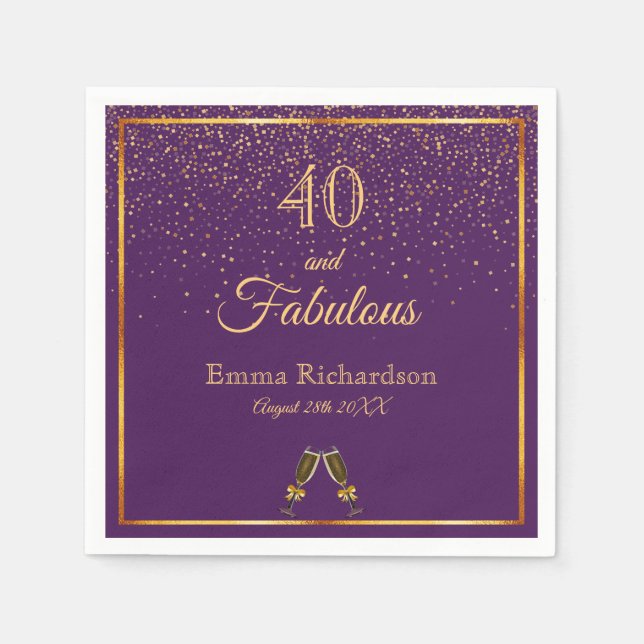 40 fantastischer lila Goldspass Serviette (Vorderseite)