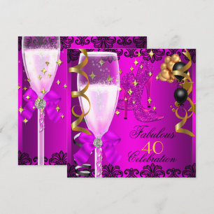40 Fantastisches Pink Black Gold 40. Champagner Pa Einladung