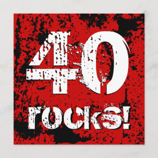 40. Felsen des Geburtstags-40! Schmutz rotes und Einladung