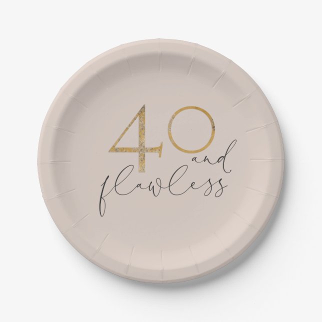 40 & Flawless Blush Pink & Gold 40. Geburtstag Pappteller (Vorderseite)