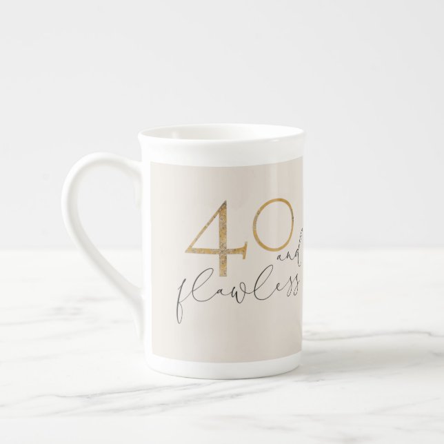 40 & Flawless Blush Pink Gold & Gray 40. Geburtsta Prozellantasse (Links)