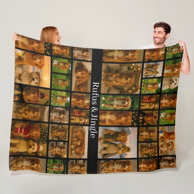 40 Foto-Collage-Vorlage und Text personalisiert Fleecedecke (Beispiel)