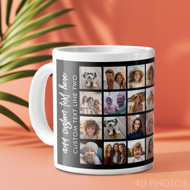 40 FotoCollage - 4 Reihen 10 Spalten - Skriptname Jumbo-Tasse (40 photo personalized coffee mug)