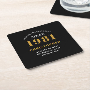 40. Geburtstag 1981 Schwarzes Gold für ihn Persona Rechteckiger Pappuntersetzer