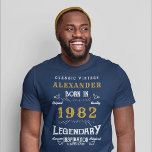 40. Geburtstag 1982 Name Blue Gold Legendary hinzu T-Shirt<br><div class="desc">40. Geburtstag fügen Sie Ihren Namen Tshirt. Bearbeiten Sie den Namen und das Jahr mit der bereitgestellten Vorlage. Ein wunderschöner,  individueller blauer Geburtstagsgeschenk-T - Shirt. Mehr Geschenke und Party-Vorräte mit dem "Legendary"-Design im Laden erhältlich.</div>