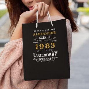 40. Geburtstag 1983 Name Legendary Black Gold hinz Mittlere Geschenktüte