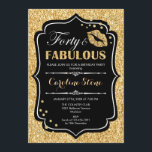40. Geburtstag - 40 fabelhafte Gold Black Einladung<br><div class="desc">40. Geburtstag Einladung. Elegantes Schwarz-weißes Design mit Imitate Glitzer Gold. Enthält lips Kuss,  Konfetti und Script-Schriftart. Ideal für eine elegante Geburtstagsfeier. 30 Fabelhaft! Nachricht,  wenn Sie weitere Anpassungen benötigen.</div>