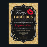 40. Geburtstag - 40 fabelhafte Gold Black Red Einladung<br><div class="desc">40. Geburtstag Einladung. Elegantes Schwarz-weißes Design mit Imitate Glitzer Gold. Enthält rote Lippen Kuss,  Konfetti und Skript-Schriftart. Ideal für eine elegante Geburtstagsfeier. 30 Fabelhaft! Nachricht,  wenn Sie weitere Anpassungen benötigen.</div>