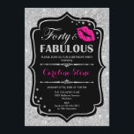 40. Geburtstag - 40. Fabelhaftes Schwarz-Rosa-Silb Einladung<br><div class="desc">40. Geburtstag Einladung. Elegantes Schwarz-weißes Design mit Imitaten Glitzer Silber. Enthält rosa Lippen Kuss,  Konfetti und Script-Schriftart. Ideal für eine elegante Geburtstagsfeier. 30 Fabelhaft! Nachricht,  wenn Sie weitere Anpassungen benötigen.</div>